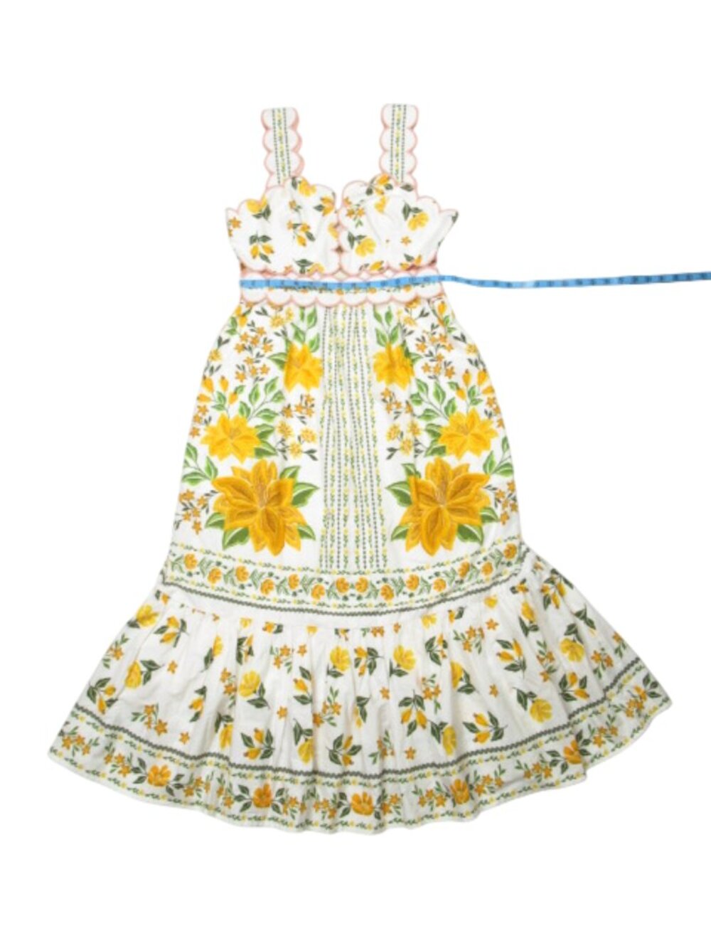 Farm Rio x Anthropologie Sleeveless Scallop-Trim Printed Midi Dress S - Picture 7 of 15